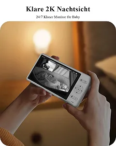 Відеоняня WUUK 2K 5.5 Inch 360 PTZ 135° Wide Angle 3700mAh App Temperature and Humidity Sensor Motion / Sound Detection synthetic.ua - Фото 1