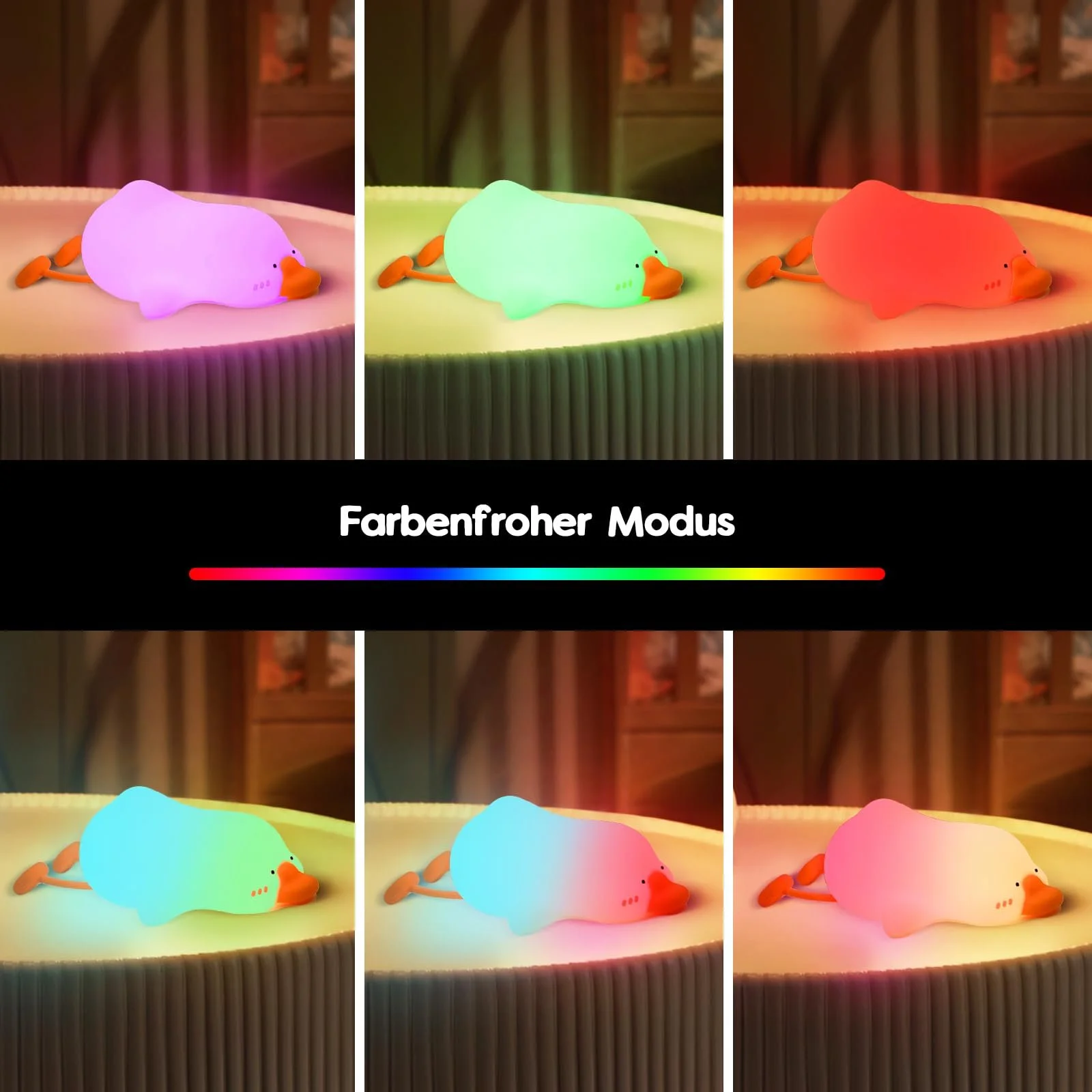 Нічник beek Гусак Силіконовий Акумуляторний Сенсорний LED з регулюванням яскравості Багатоколірний, фото №3