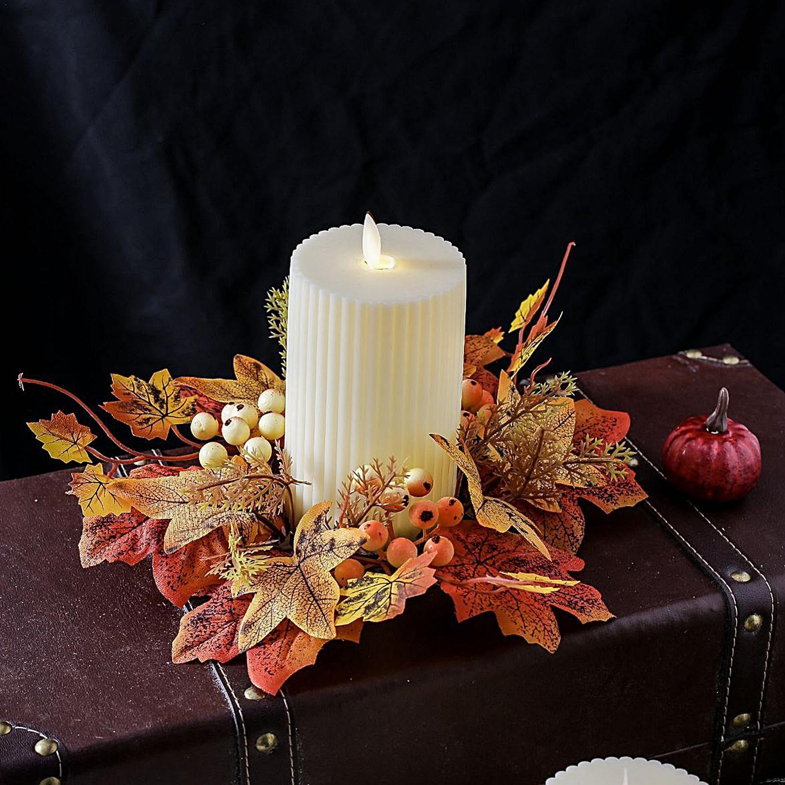 Подсвечник Harvest Day Autumn Maple Leaves Диаметр 9.8 дюймов, Осенний, Праздник урожая, Осень, День благодарения, Праздники, фото №3