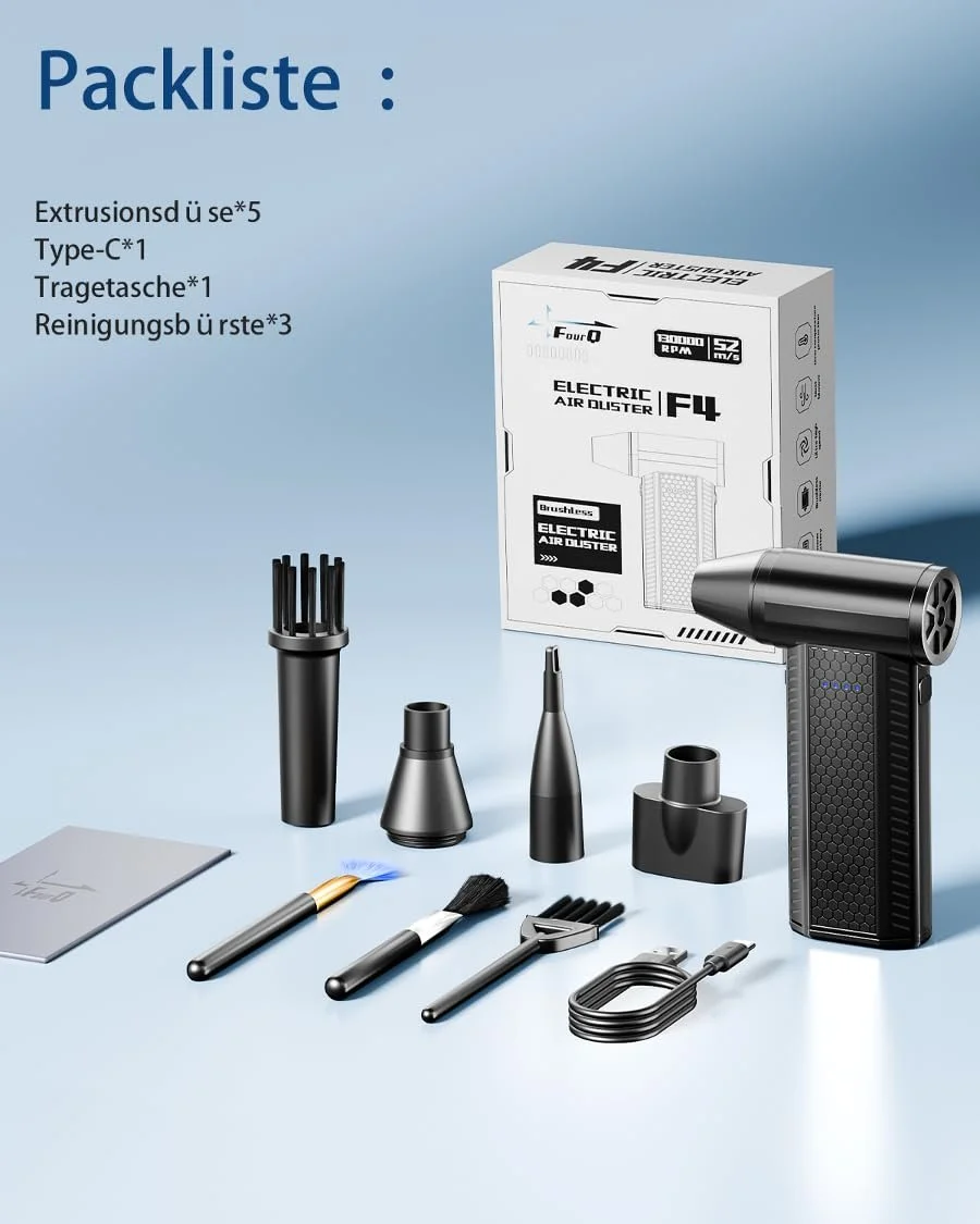 Електрична повітродувка 3 швидкості 130 000 RPM Чорний, фото №2