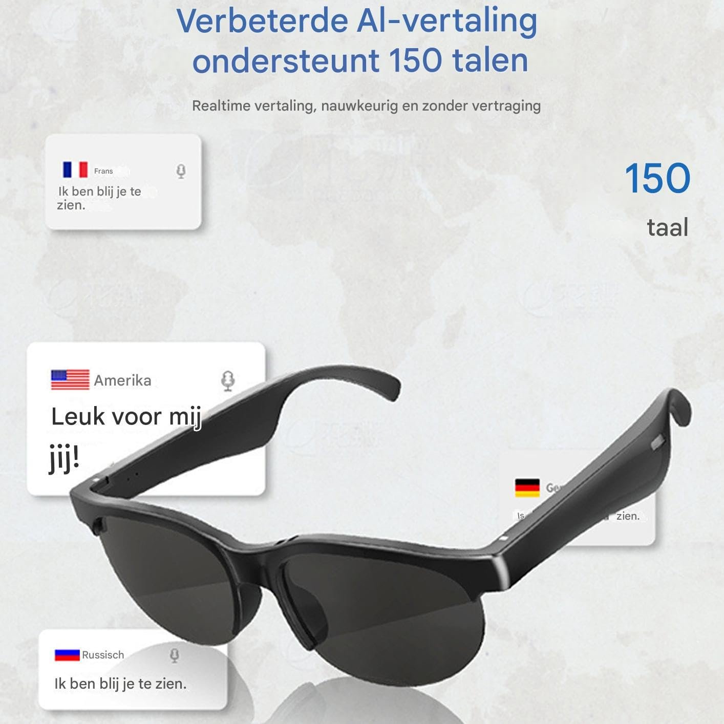 Перекладач Smart Glasses Аудіо в реальному часі, бездротовий дисплей об'єктива, фото №2