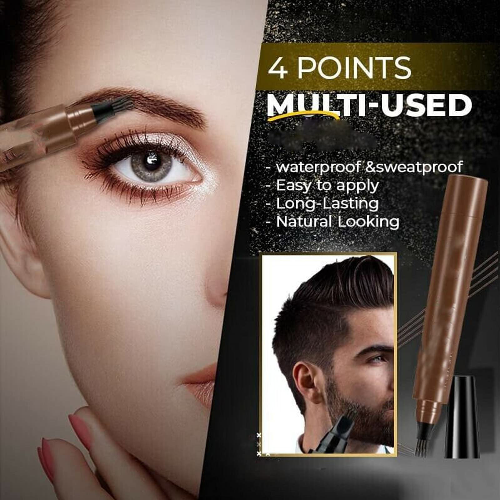 Набір для брів та бороди 4 Points Waterproof Multi-Used Pen Kit Чорний, фото №2