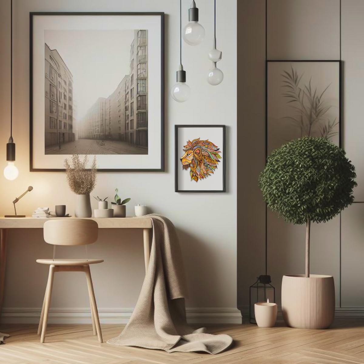 Деревянный пазл Лев Уникальная форма 100 элементов 25 x 23 см, фото №5