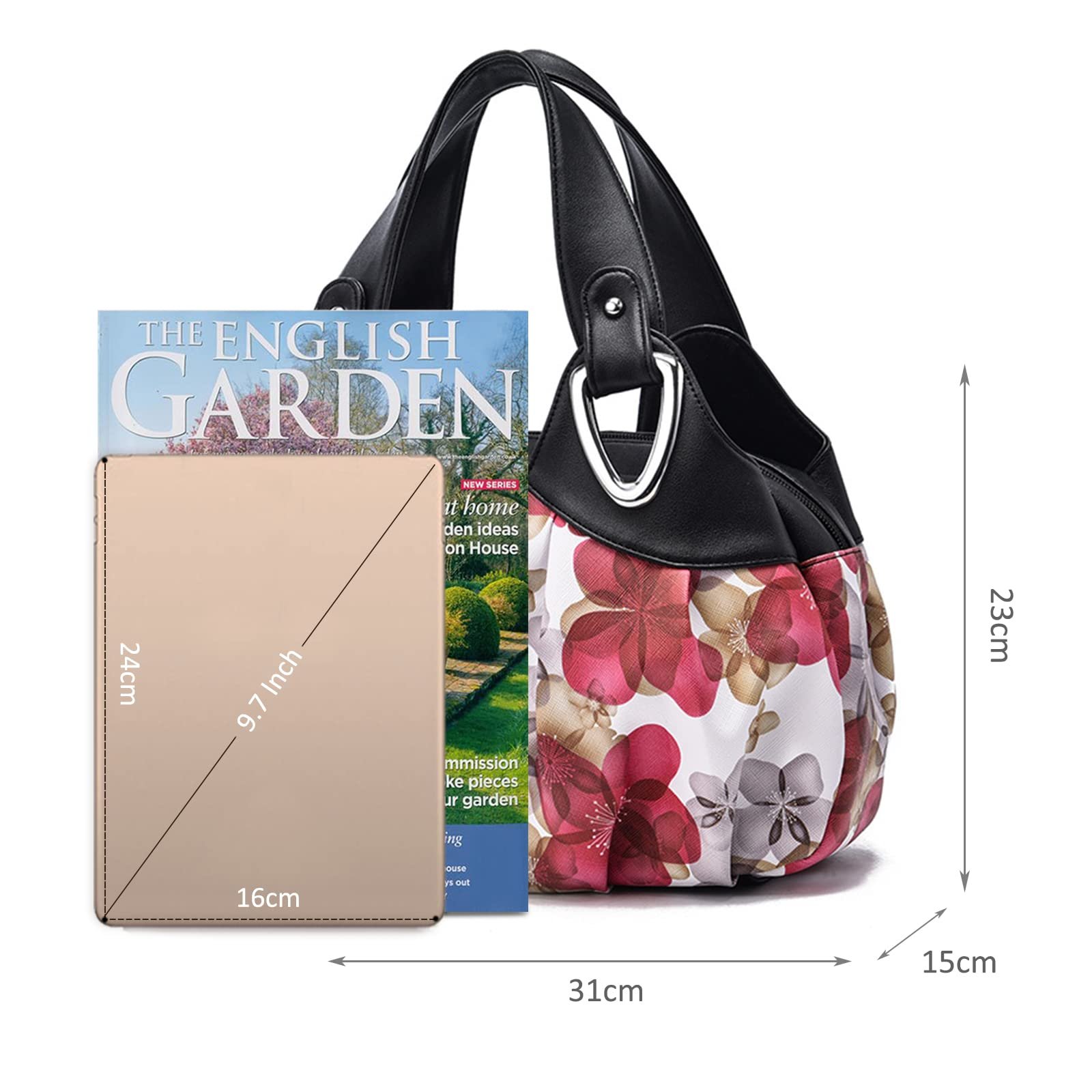 Сумка с ручками NICOLE & DORIS Большая элегантная сумка-шоппер с цветочным узором, фото №6