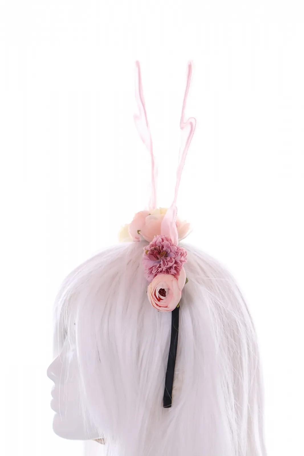 Обруч Різдвяні Оленячі Роги Мереживо з Різнокольоровими Квітами Аксесуари для Волосся, фото №3