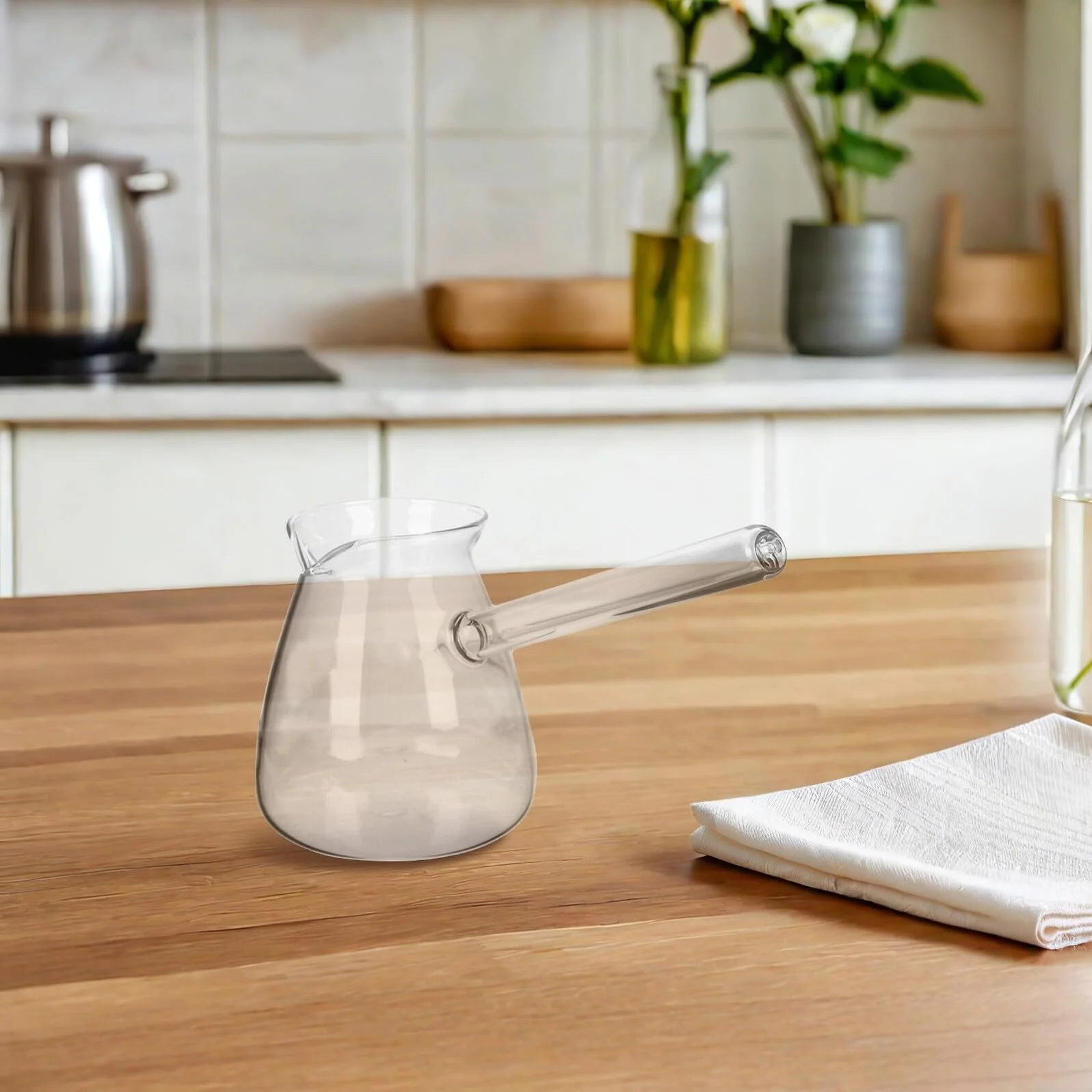 Термос-кавник Housoutil 450 мл Термостійке боросилікатне скло з ручкою для гарячих та холодних напоїв, фото №5 Термос-кавник Housoutil 450 мл Термостійке боросилікатне скло з ручкою для гарячих та холодних напоїв, фото №5