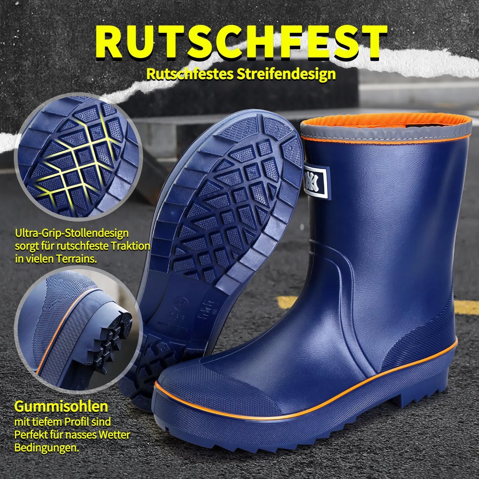 Мужские резиновые сапоги Foinledr, полувысокие дождевые, фото №3