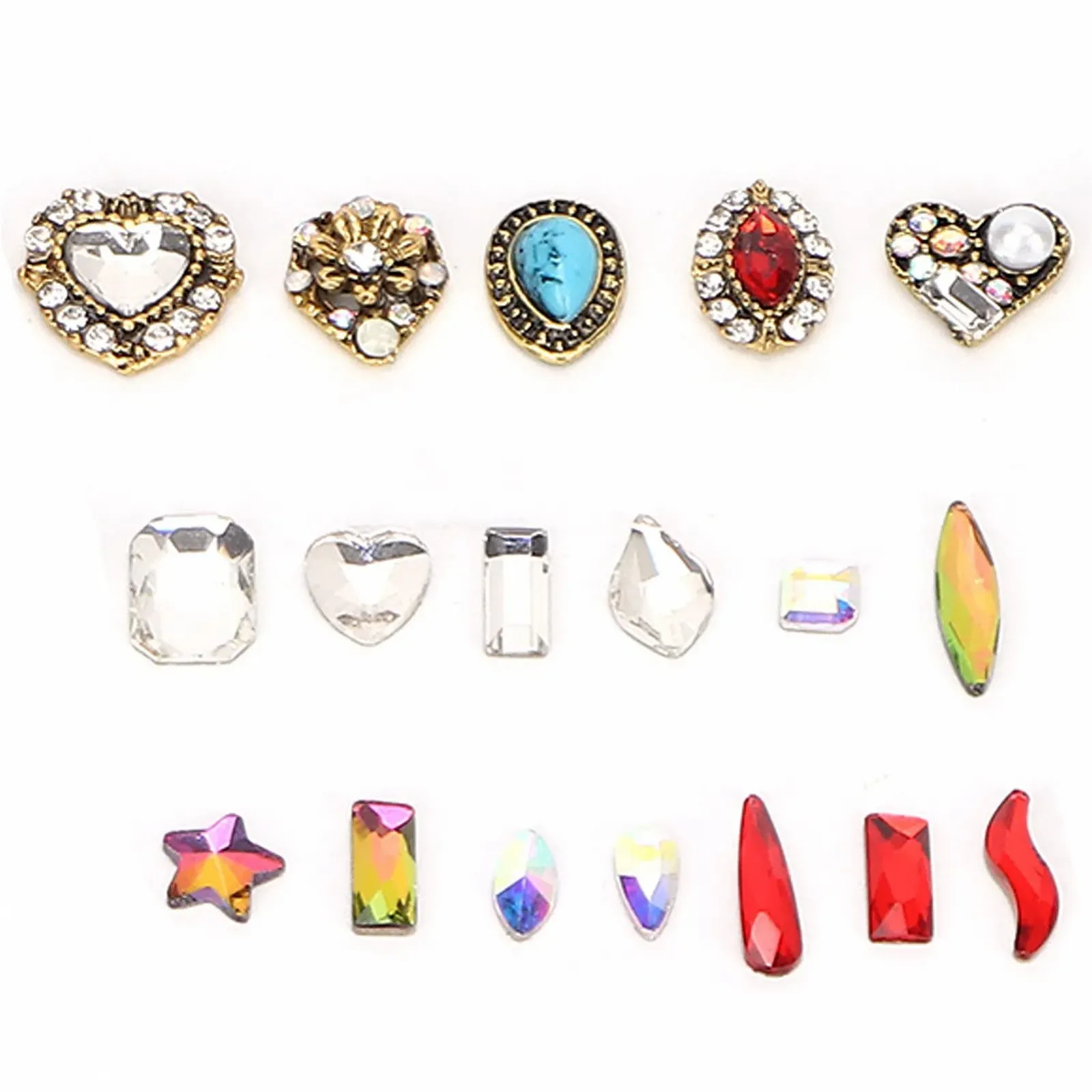 Стрази для нігтів з коробкою, 24 шт, різнокольоровіS, різні форми, фото №8