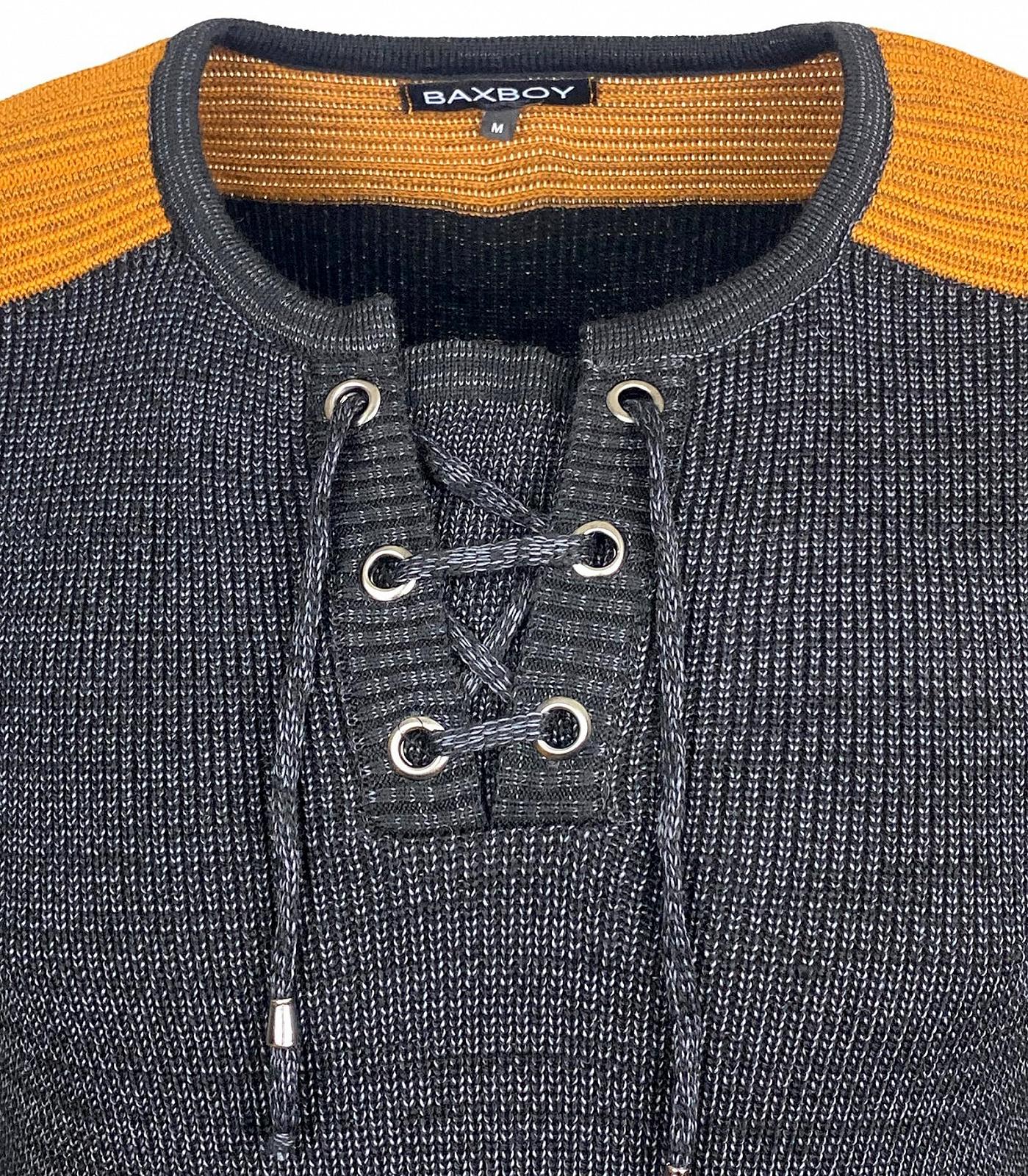 Джемпер Baxboy BB-52205 Slim Fit V-подібний виріз Чорний, фото №3