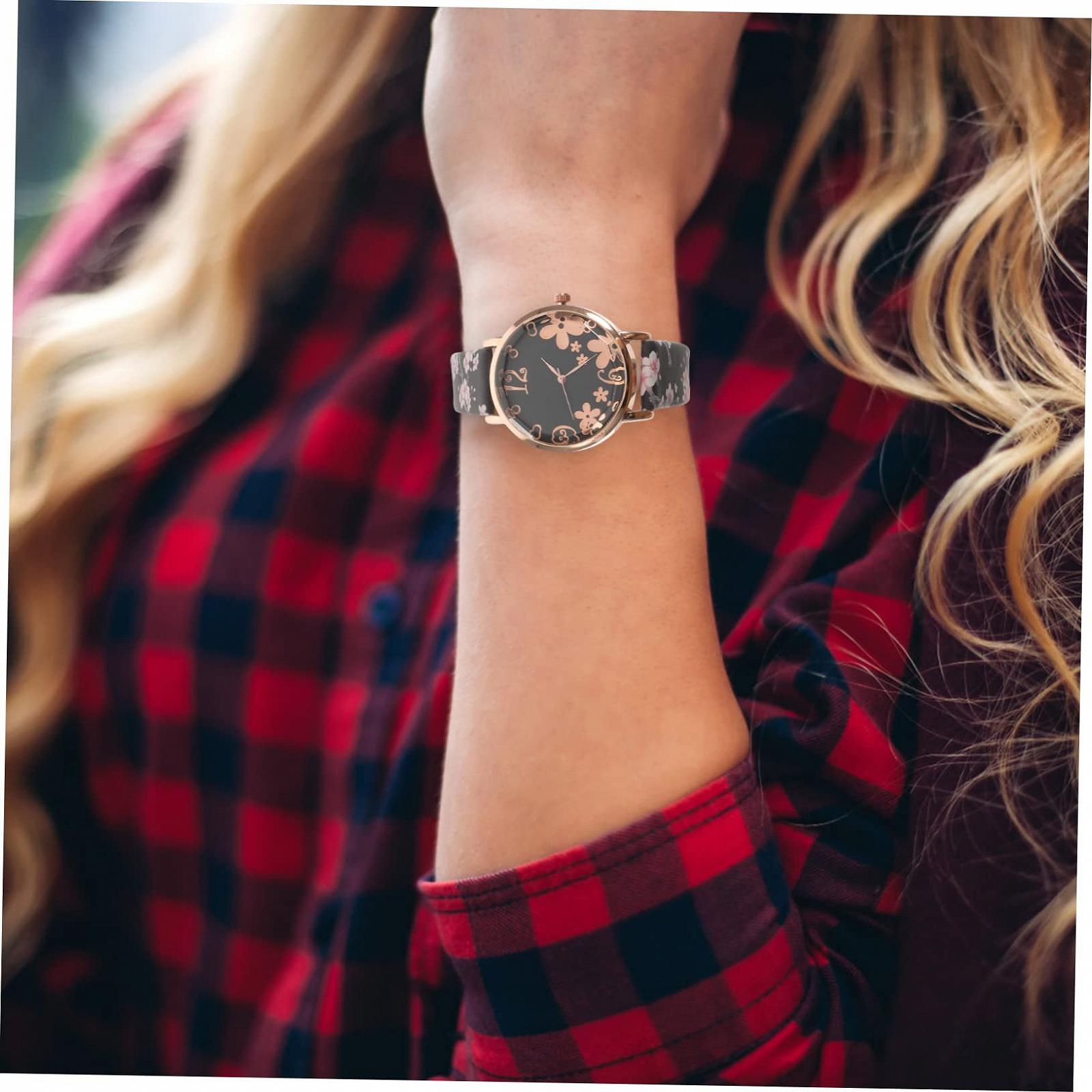 Жіночий годинник LIFKOME Декоративний годинник Аналоговий Квітковий Чорний, фото №3