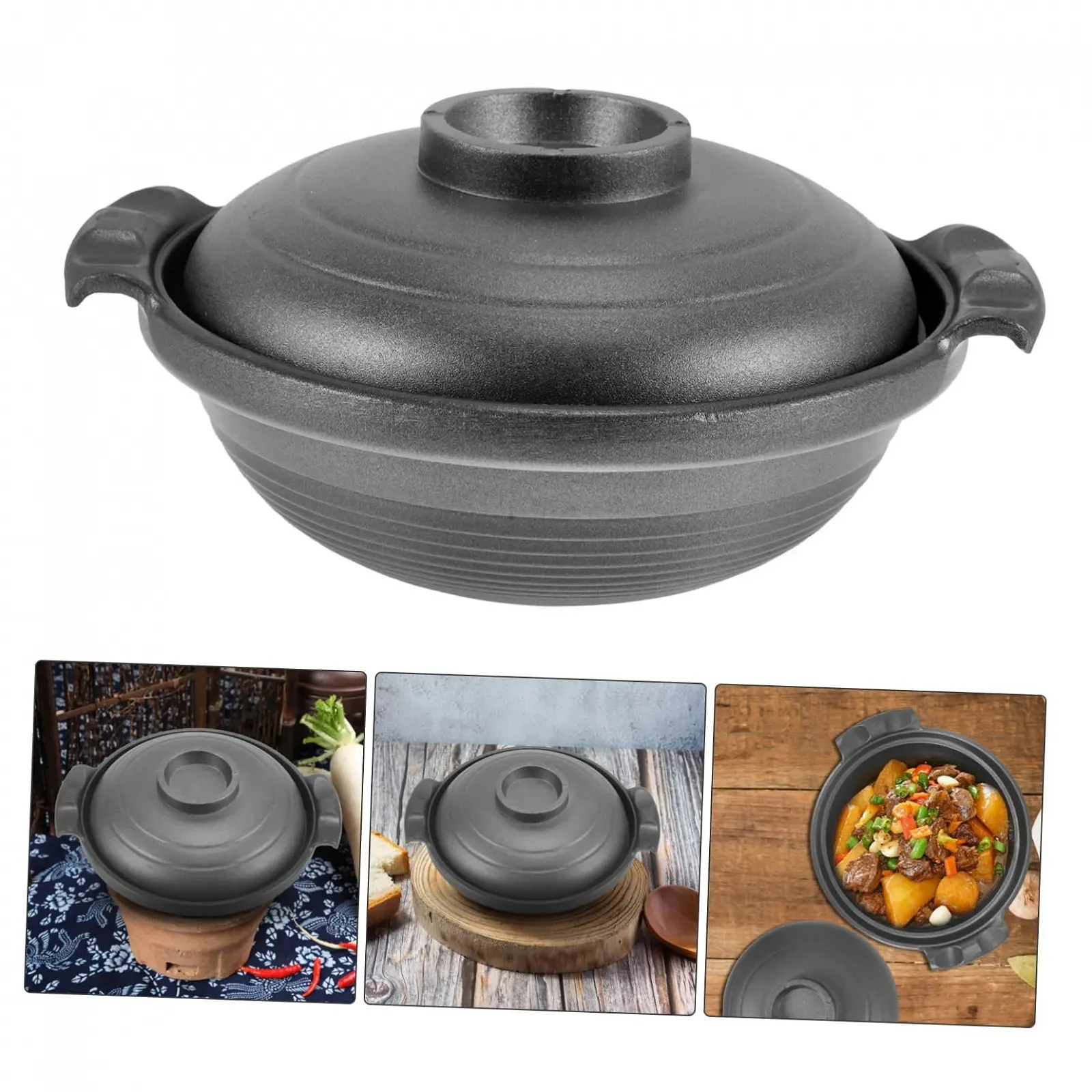 Кастрюля-горшок GLEAVI керамическая термостойкая с двумя ручками, фото №4