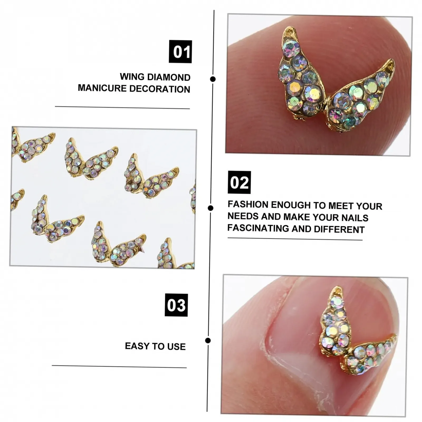 Стрази для нігтів Housoutil Крила,для манікюру, блискучі, високоякісні, фото №4