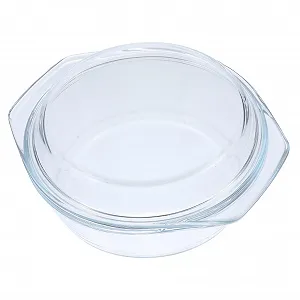 Форма для запікання VANZACK скляна кругла з кришкою прозора - Фото 1