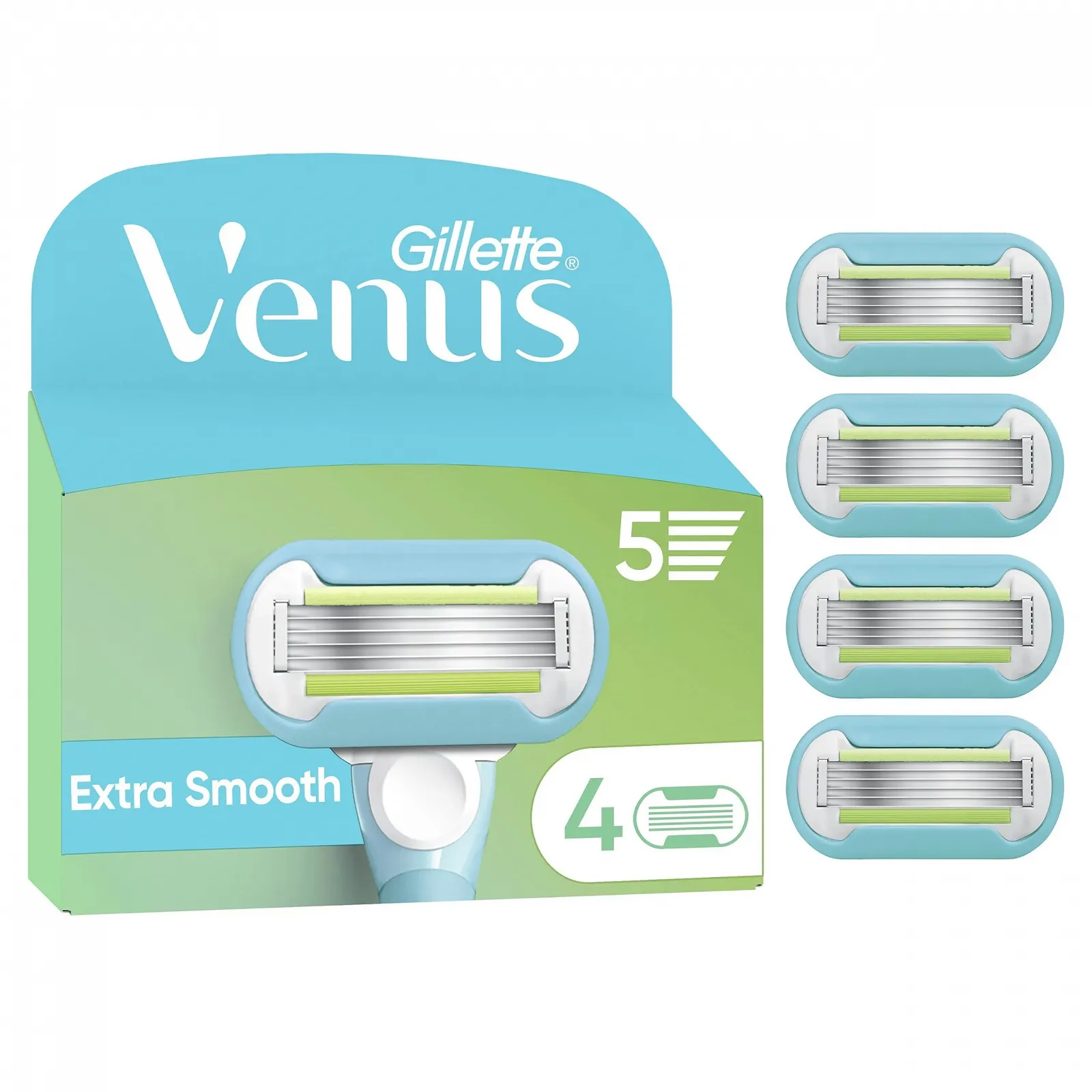 Сменные кассеты для женской бритвы Gillette Venus Extra Smooth 4 шт. 42,54 г, фото №1 Сменные кассеты для женской бритвы Gillette Venus Extra Smooth 4 шт. 42,54 г, фото №1
