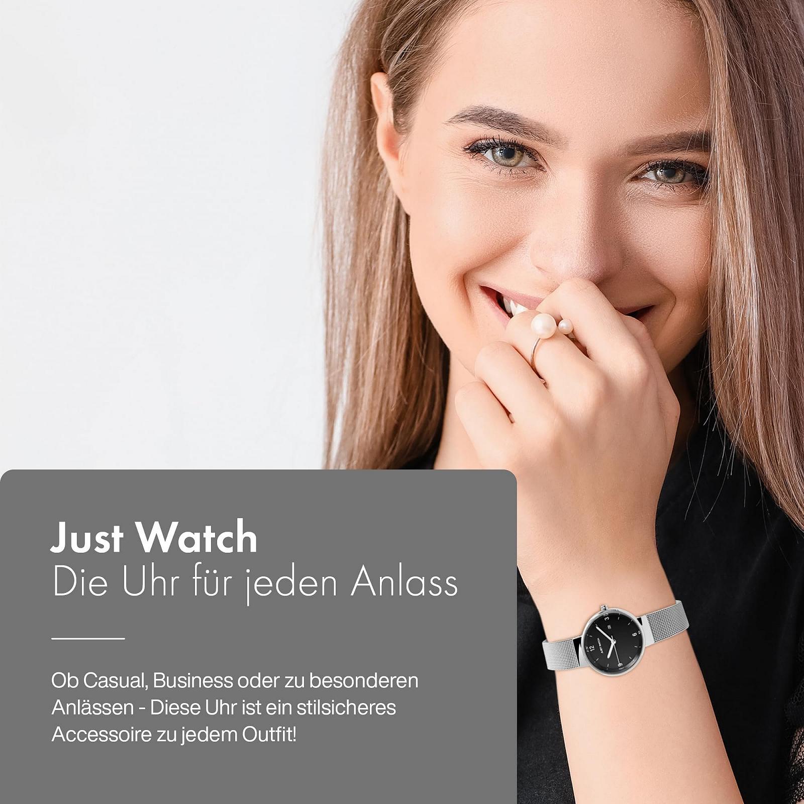 Женские часы Just Watch JW10082, сетчатый браслет, нержавеющая сталь, люминесцентные стрелки, дата, аналоговый, кварцевый, фото №5 Женские часы Just Watch JW10082, сетчатый браслет, нержавеющая сталь, люминесцентные стрелки, дата, аналоговый, кварцевый, фото №5