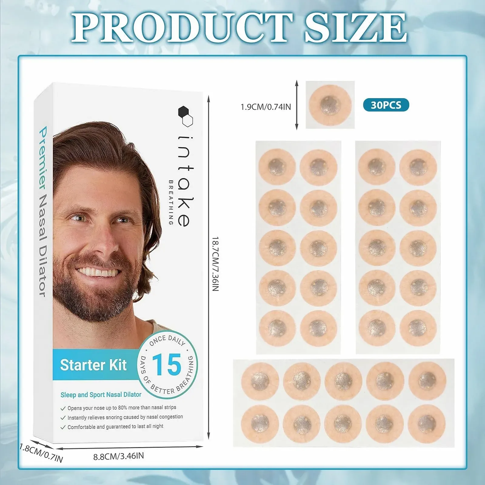 Магнітні пластирі для носа від хропіння, пачка 30 шт., фото №2