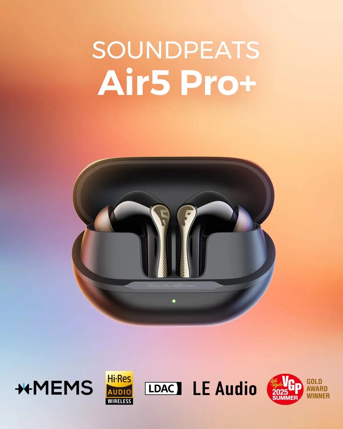 Наушники SoundPEATS Air5 Pro+ xMEMS Qualcomm aptX Lossless LDAC Black, фото №5 Наушники SoundPEATS Air5 Pro+ xMEMS Qualcomm aptX Lossless LDAC Black, фото №5