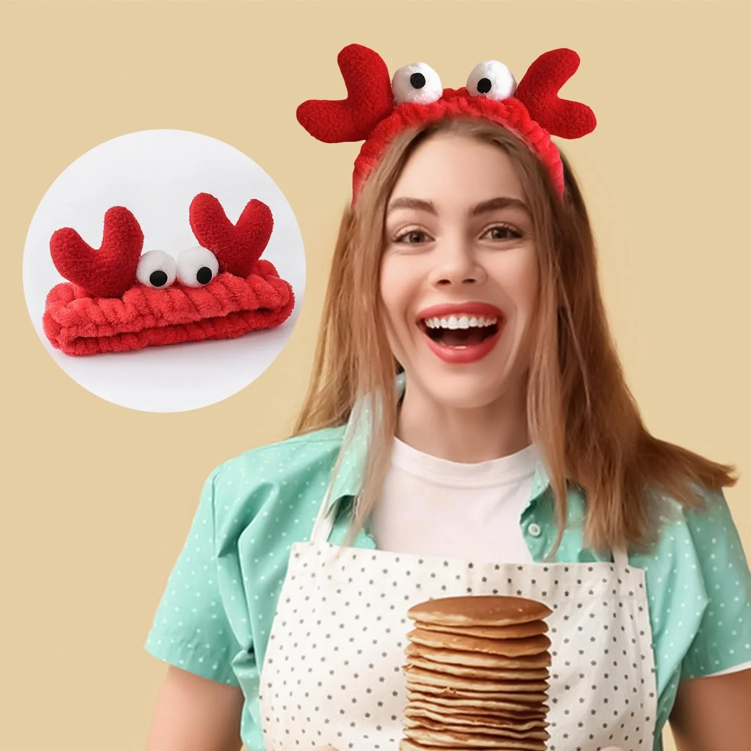 Мила плюшева пов'язка на голову з крабом, фото №4