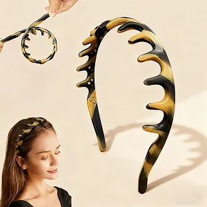 Обруч для волос Женский Zigzag Силиконовый с металлической проволокой Регулируемый - Фото 1