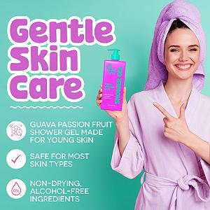 Гель для душу Beyoutiful Anim зволожувальний та підлітків відлущувальний з маракуєю та гуавою для чутливої шкіри з акне Cruelty Free, 1 шт. synthetic.ua - Фото 1