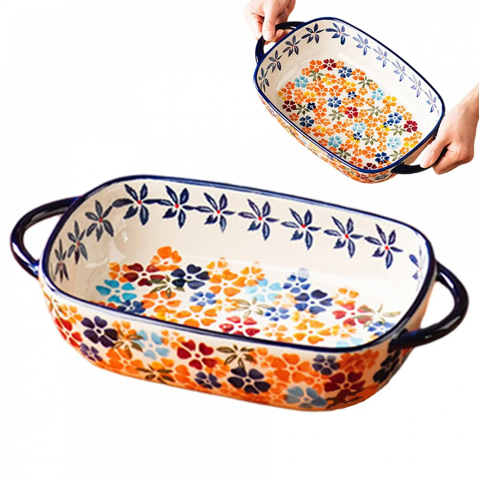 Форма для запекания керамическая прямоугольная с ручками 33 x 19 x 7.6 cm, фото №5