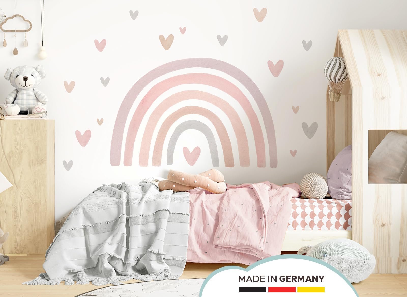 Наклейка на стену Little Deco DL5089 Радуга с сердцами Фиолетово-розовая M, фото №2