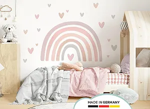 Наклейка на стіну Little Deco DL5089 Веселка з серцями Фіолетово-рожева M synthetic.ua - Фото 1