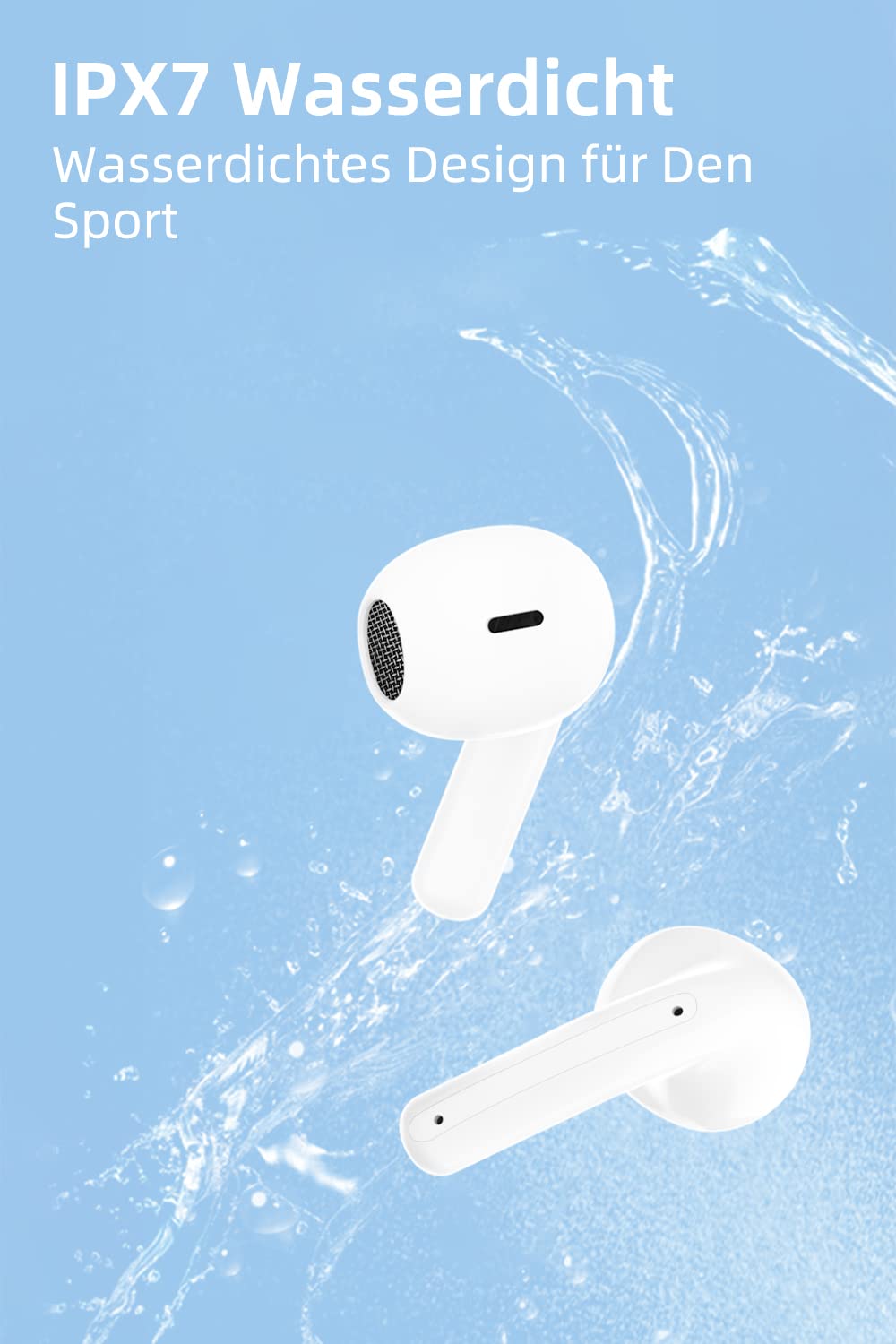 Навушники BKFRD Вкладиші З мікрофоном Бездротові 5.1 HiFi Стереозвук IPX7 Бездротове сенсорне керування Шумозаглушення 30 годин роботи Білі, фото №6 Навушники BKFRD Вкладиші З мікрофоном Бездротові 5.1 HiFi Стереозвук IPX7 Бездротове сенсорне керування Шумозаглушення 30 годин роботи Білі, фото №6