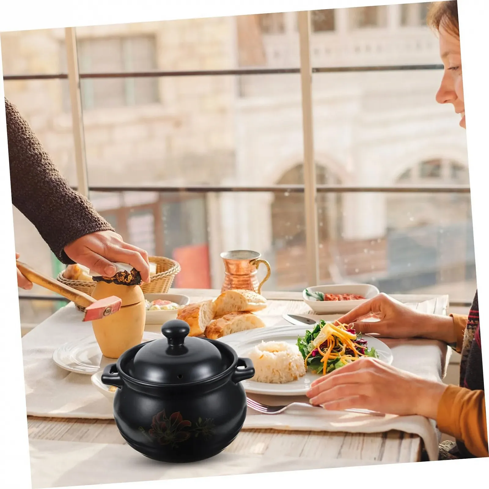 Каструля OUNONA керамічна чорна кислотостійка з жаростійкою ручкою, фото №9