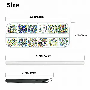 Стрази для нігтів Плоска задня частина 3D камені Різні розміри 1850 штук synthetic.ua - Фото 1