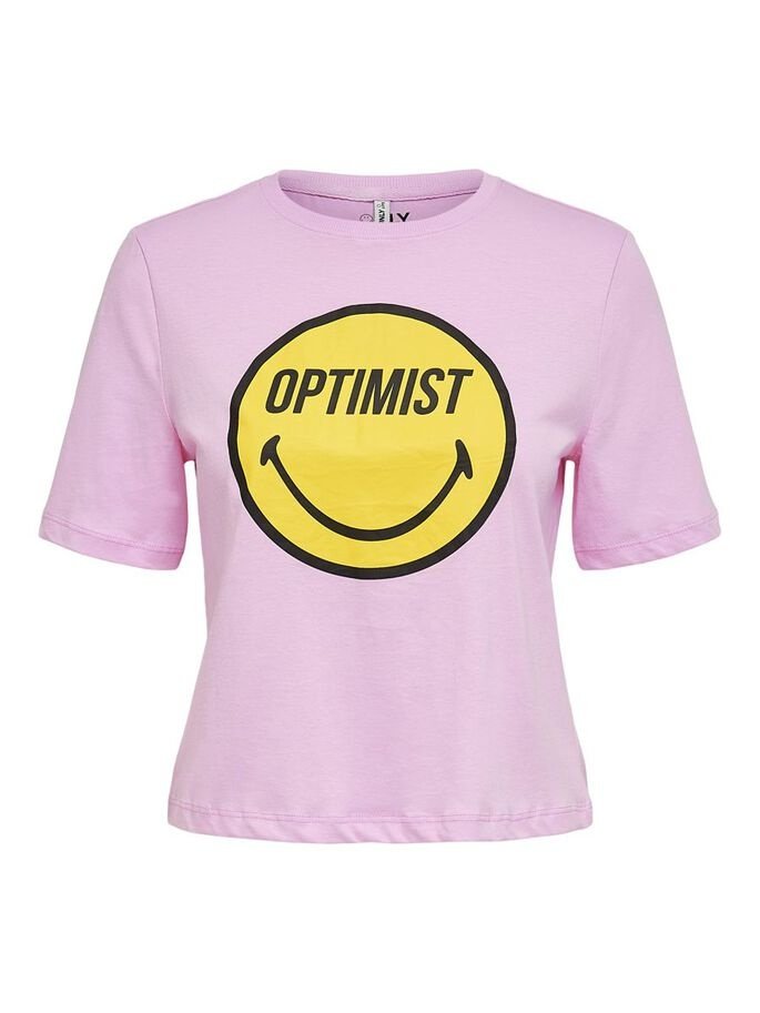 Футболка ONLSMILEY LIFE TOP BOX JRS 15232818 Lilac Sachet OPTIMIST ONLY Розовий L, фото №4