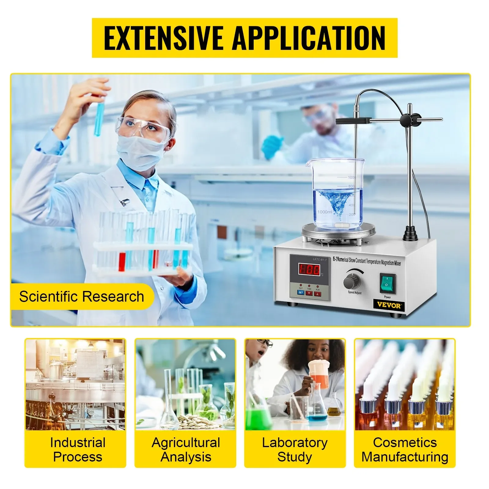 Магнітна мішалка з нагрівальною пластиною VEVOR 85-2 White/Silver, фото №10