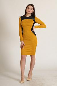 Платье Ko-style 42 Горчичный (KO-P10442_Mustard-Black) - Фото 1