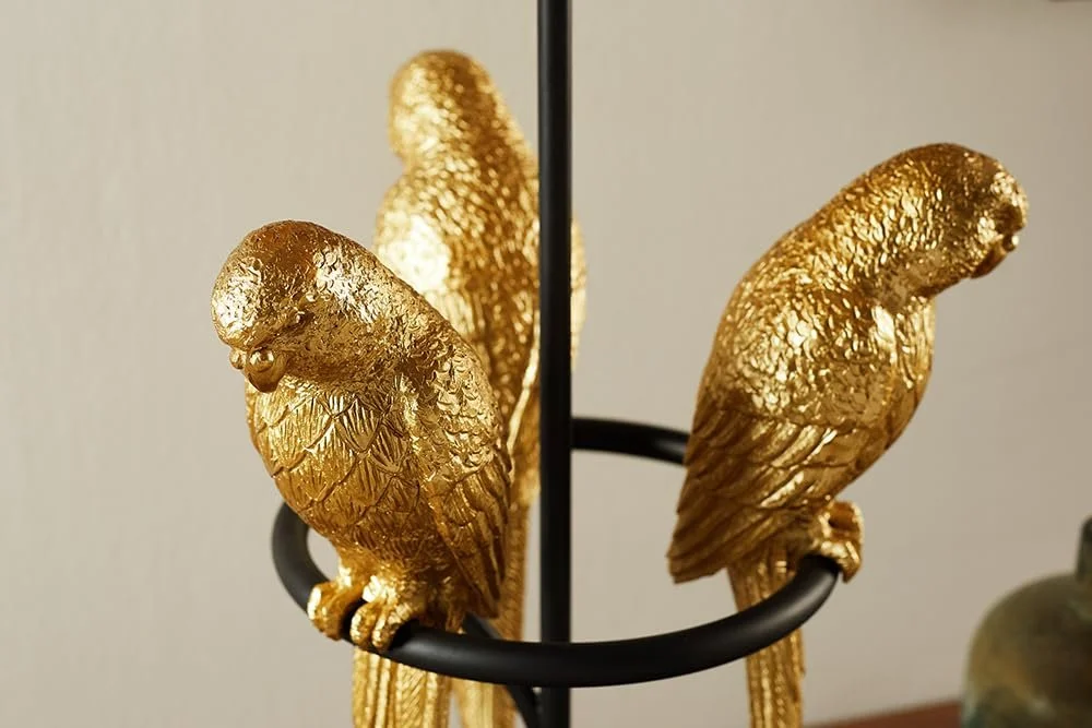 Настольная лампа Riess Ambiente Wildlife Скульптуры попугаев Мраморное основание 75 см Черная Золотая, фото №4
