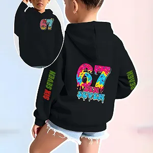 Худи с мемом 67 для подростков, толстовка с длинными рукавами и принтами 67, удобные свитшоты, преппи-уличная одежда, модные худи для девушек и парней synthetic.ua - Фото 1