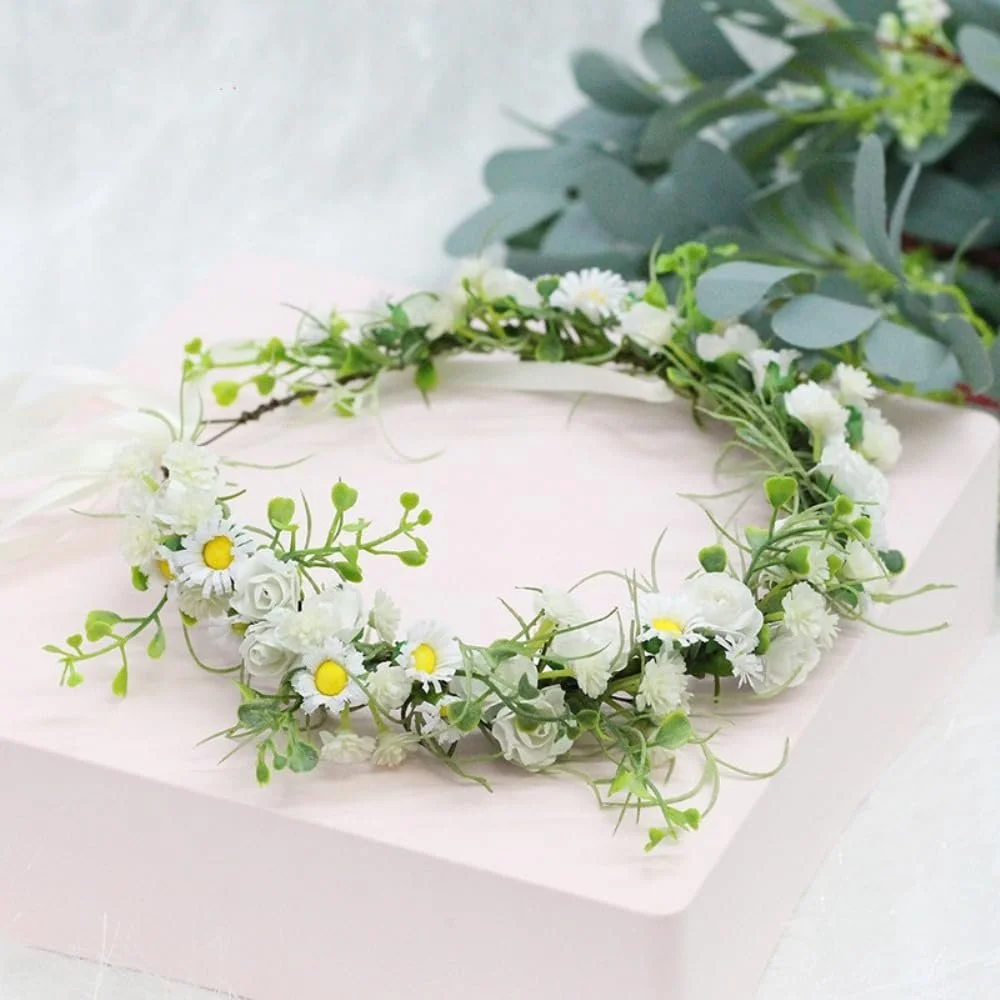 Жіночий Вінок для волосся з квітами Білий, фото №5