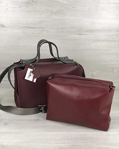 Жіноча бордова сумка 2в1, через плече - Фото 1