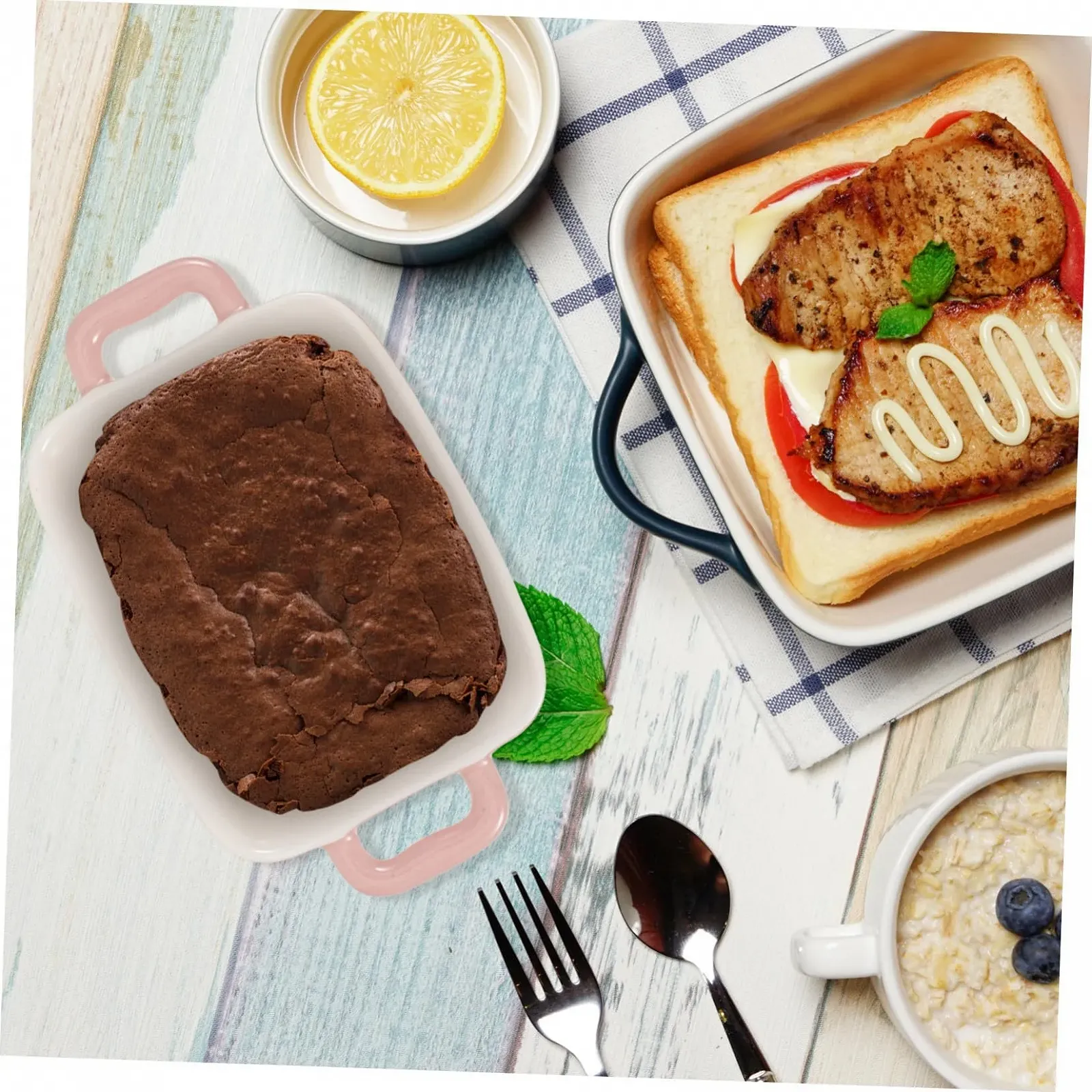 Форма для запекания IMIKEYA прямоугольная термостойкая розовая для микроволновой печи, фото №7