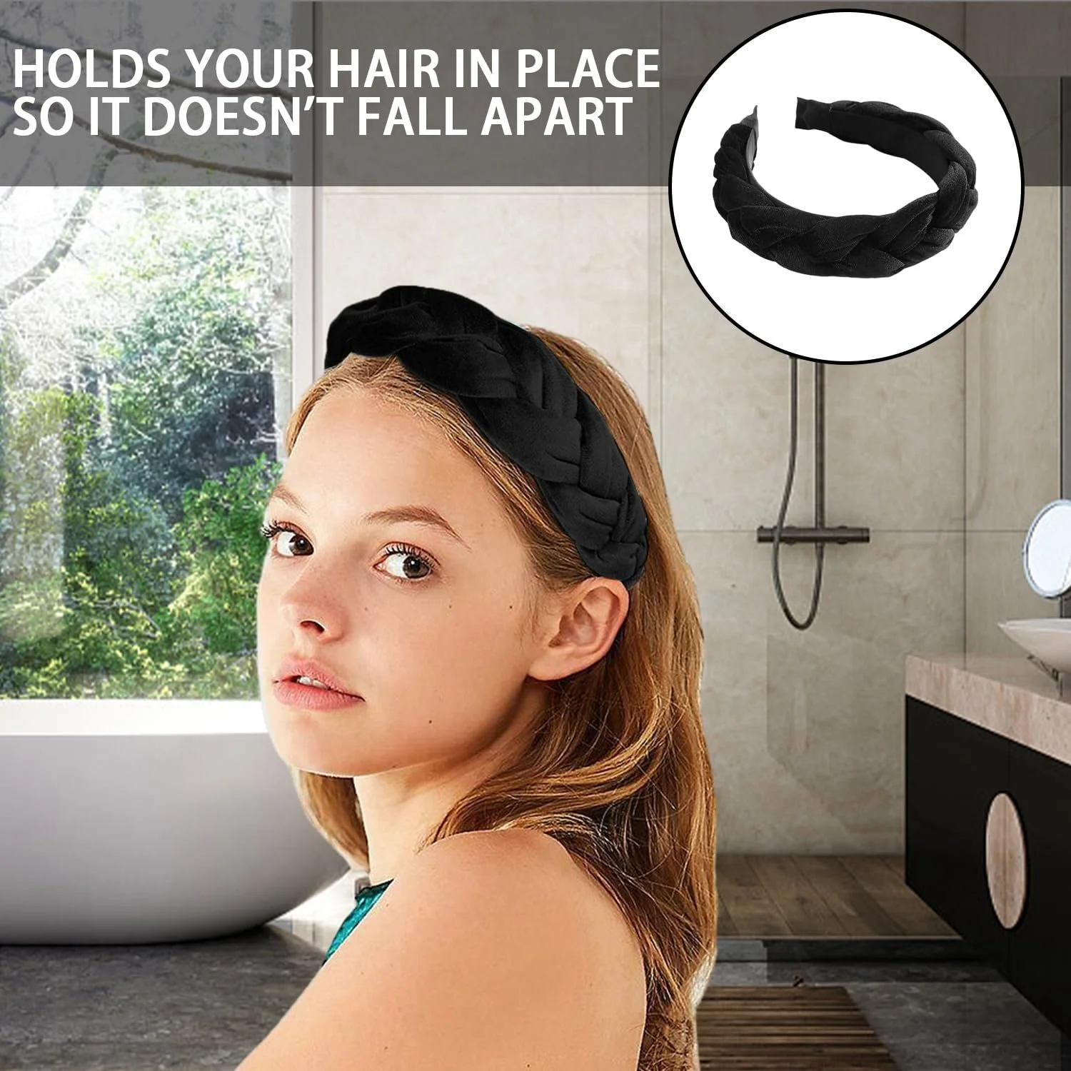 Обруч Оксамитовий Braided Beige, фото №5