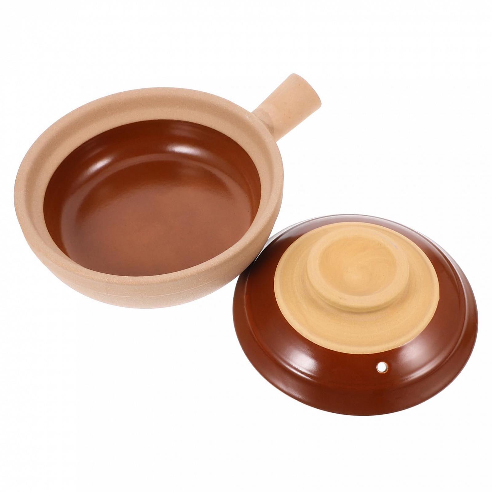 Керамічний Ківш IMIKEYA з кришкою та ручкою традиційний Глиняний для рису та супів, фото №1