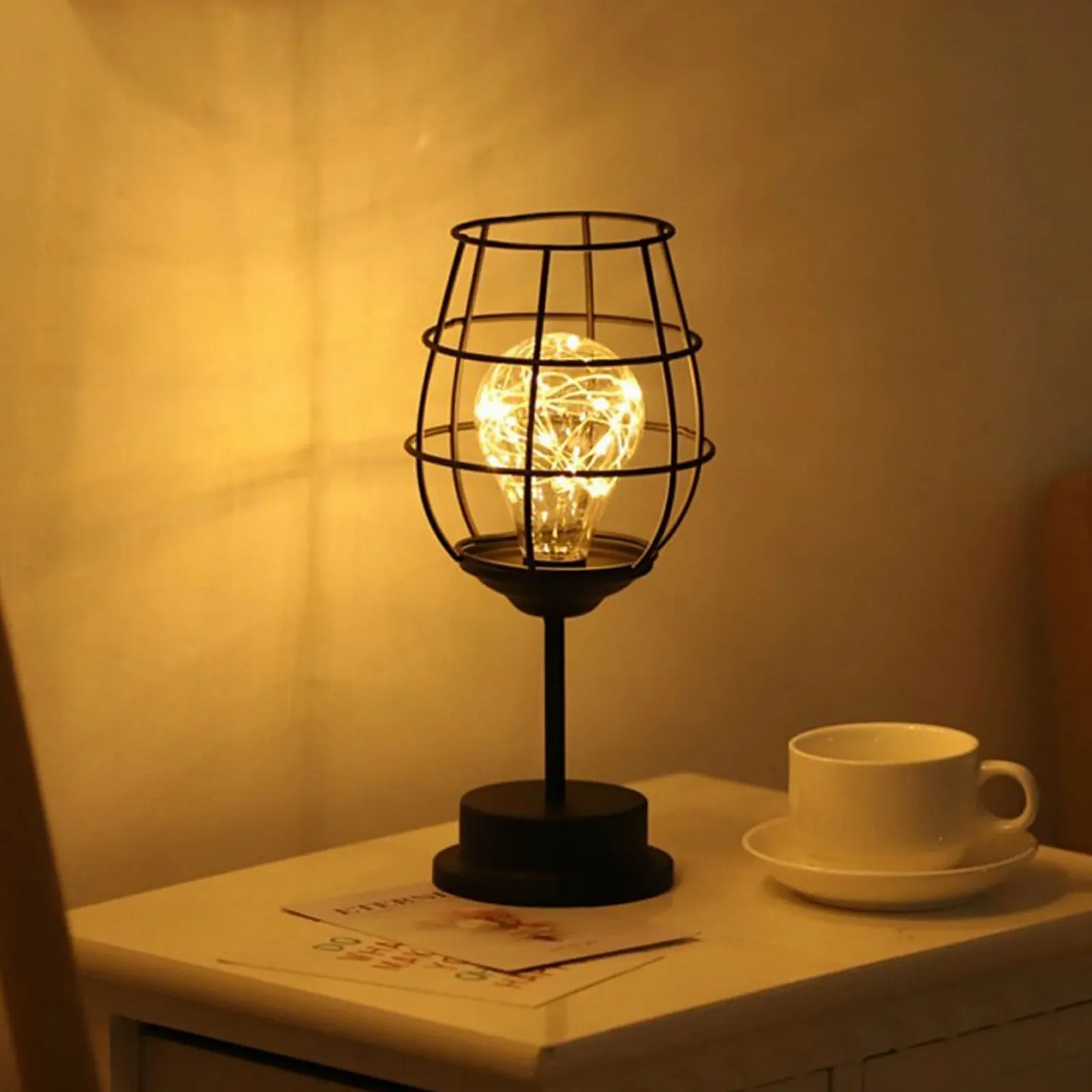 Настільна лампа Келих для вина Метал На батарейках, фото №3