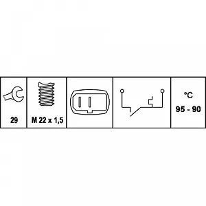 Термовыключатель вентилятора радиатора HELLA 6ZT 007 801-001 AUDI SEAT SKODA VW synthetic.ua - Фото 1
