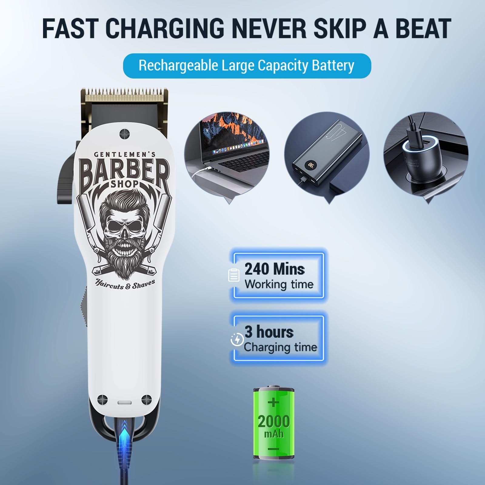Триммер для волос и бороды Bestbomg Professional Y4 2000 mAh Graffiti, фото №3 Триммер для волос и бороды Bestbomg Professional Y4 2000 mAh Graffiti, фото №3