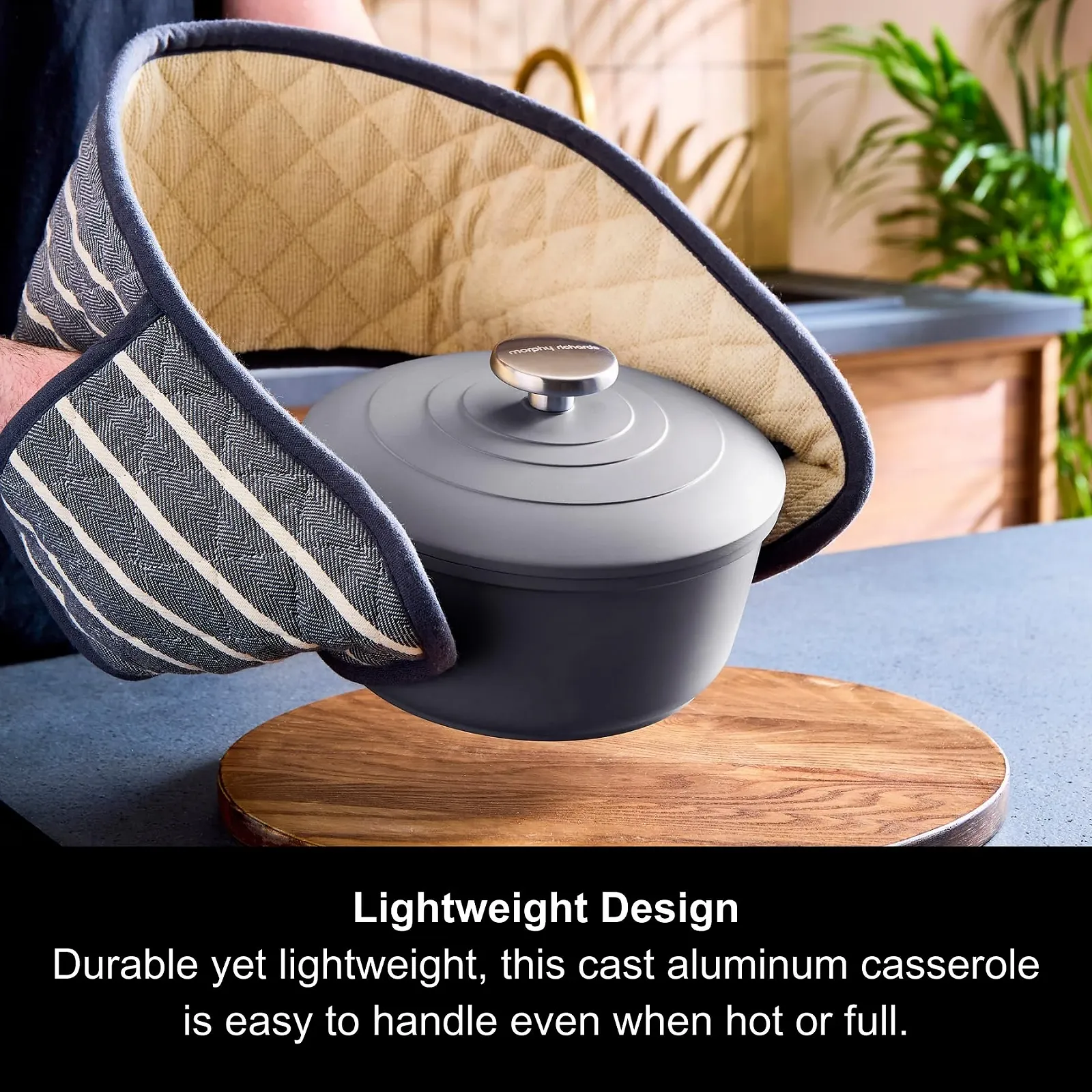 Жаровня Morphy Richards 851002 20 см литой алюминий антипригарное покрытие серая, фото №4