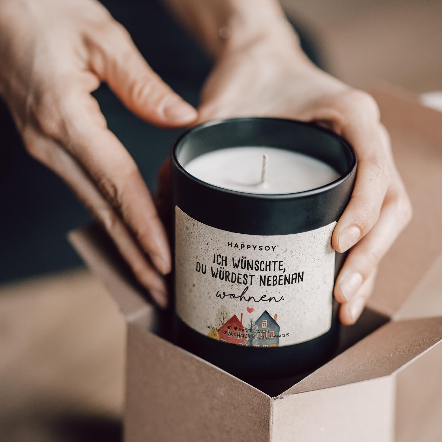 Подарки для девушек - Ароматическая свеча с надписью Ручная работа Соевый воск Черный, фото №5