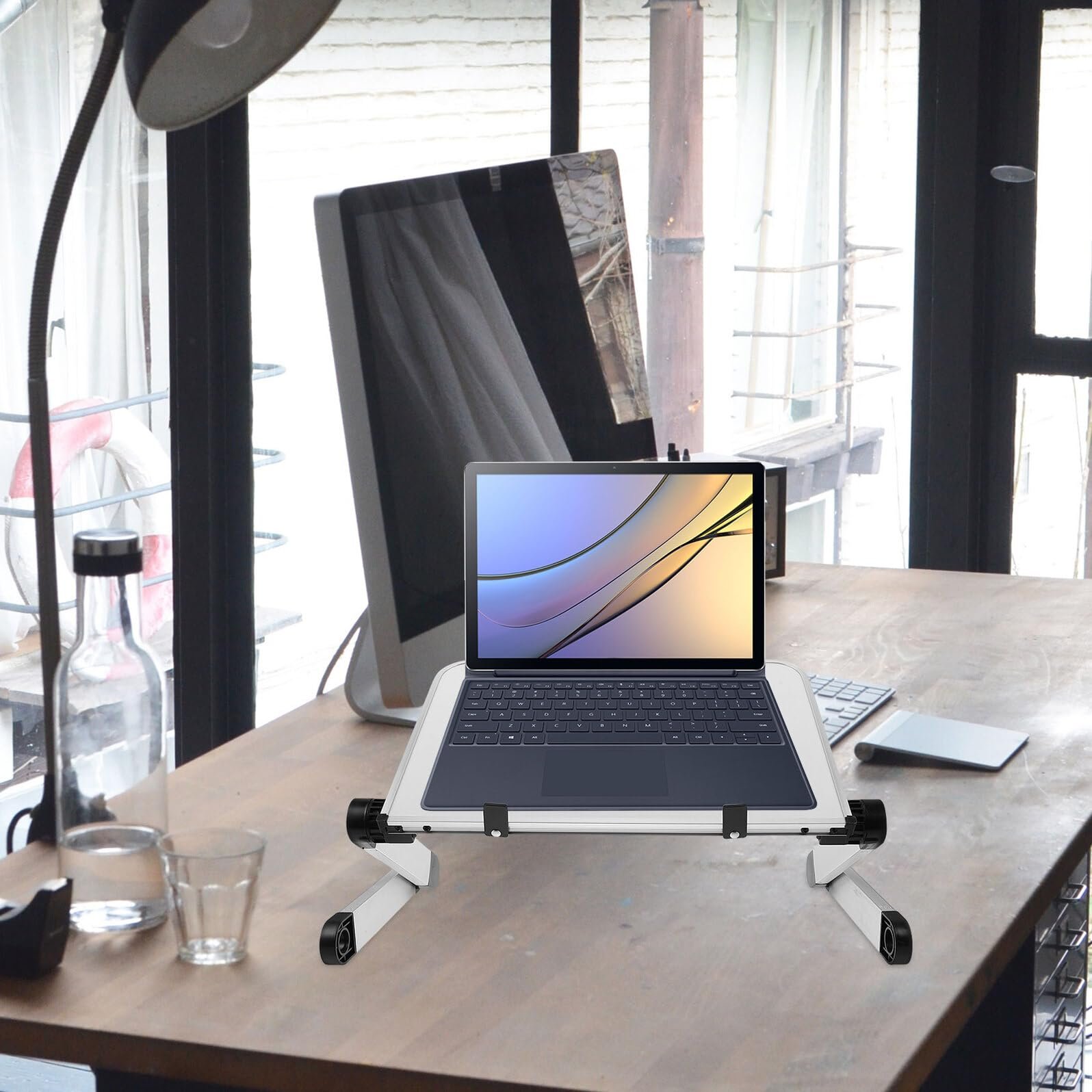 Подставка для ноутбука Cabilock Регулируемая Складная с улучшенным отводом тепла Многофункциональная для ПК и планшета для офиса и дома Компактная Эргономичная Настольная, фото №4