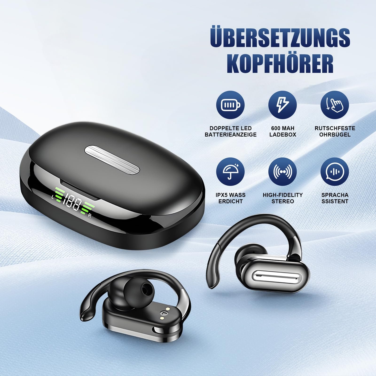 Навушники-перекладачі 3-в-1 для голосового перекладу, підтримка 126 мов, фото №4