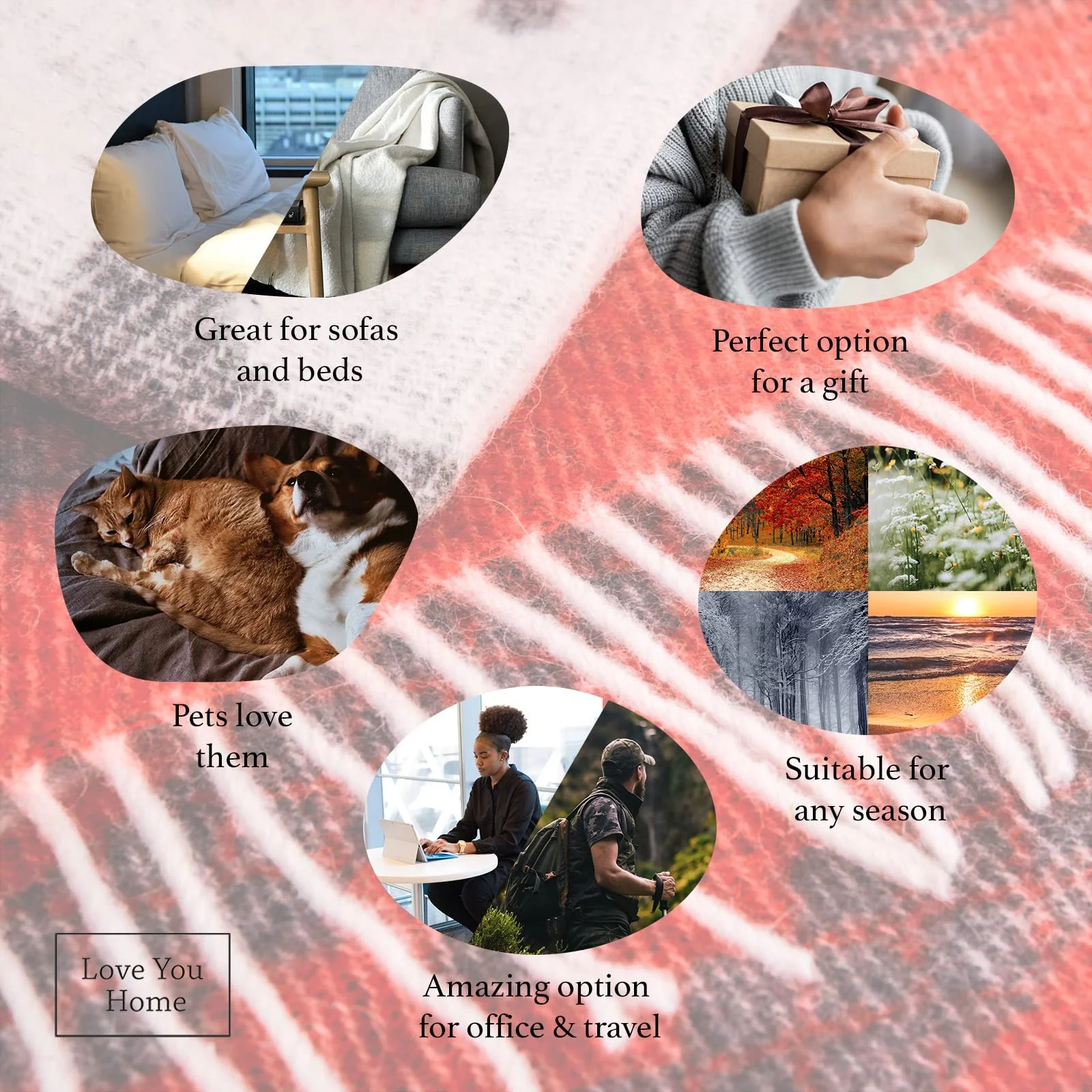 Плед LYHome Merino - Уютный плед-покрывало на кровать, шерстяной плед, плед на диван, пушистый плед на диван, мериносовый плед, пушистый теплый плед (140 x 200 см | Красный с белым оленем), фото №3 Плед LYHome Merino - Уютный плед-покрывало на кровать, шерстяной плед, плед на диван, пушистый плед на диван, мериносовый плед, пушистый теплый плед (140 x 200 см | Красный с белым оленем), фото №3