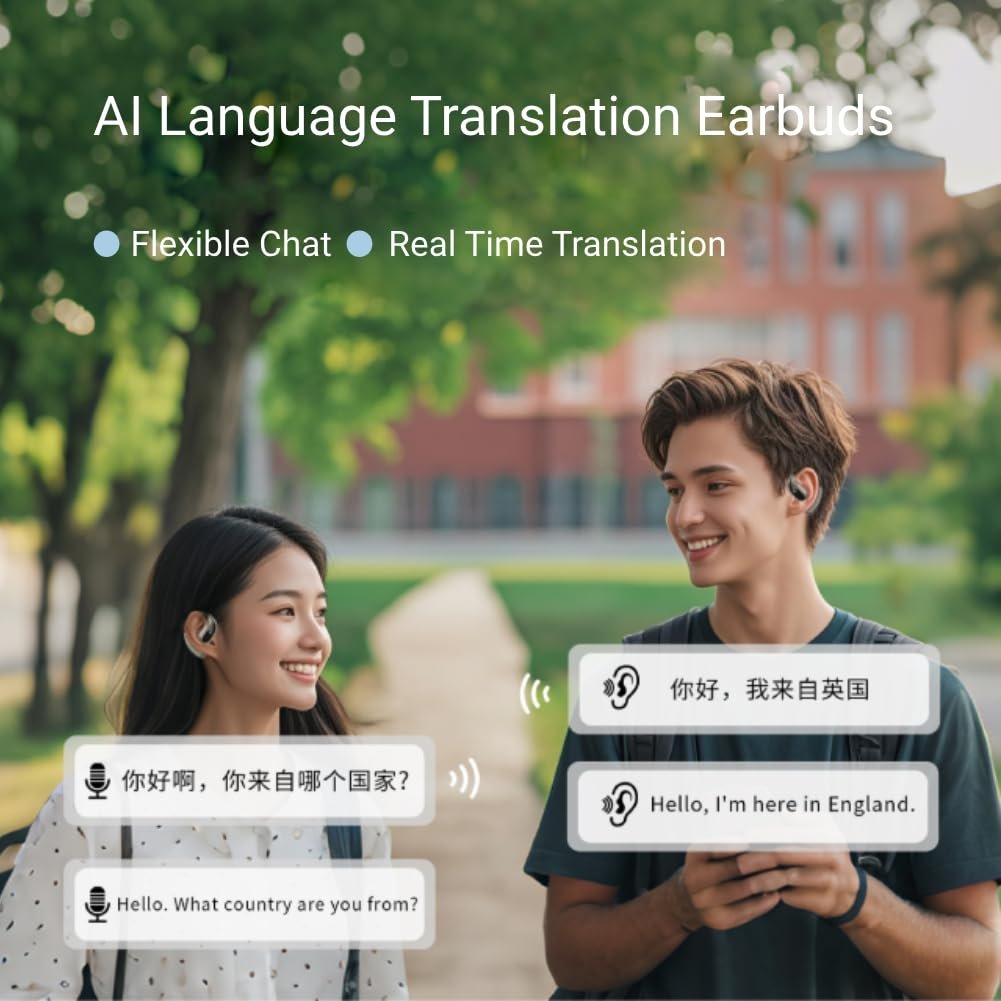 Навушники для перекладу в реальному часі з 138 мовами, Bluetooth 5.0 з шумозаглушенням, фото №2