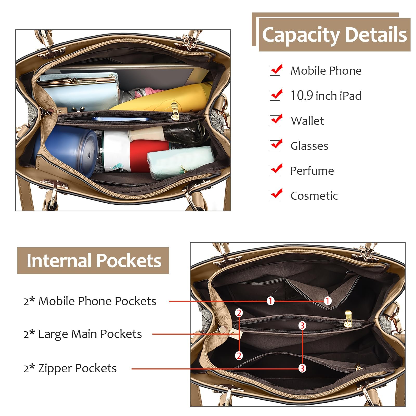 Сумка З ручками FORRICA L-DK, золотистий, urban chic, фото №4